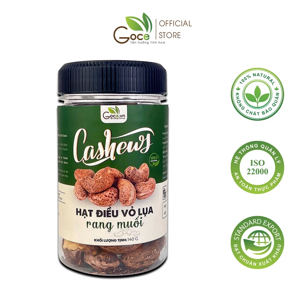Hộp 140g Hạt điều vỏ lụa rang muối Goce