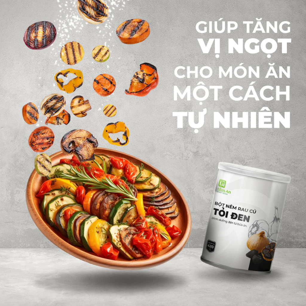 Bột Nêm Rau Củ Tỏi Đen Thuần Chay VN 420g - Đậm đà món ăn, tăng sức đề kháng