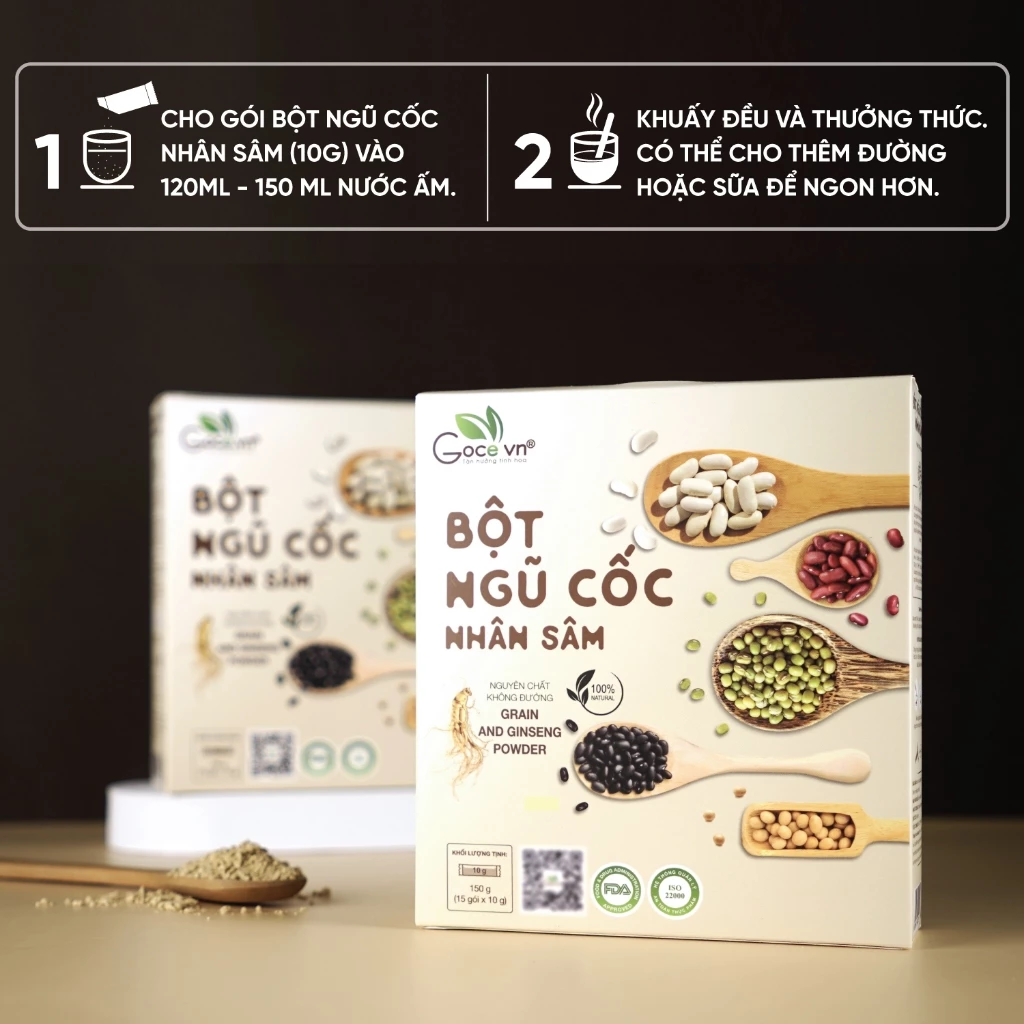 Hộp 150g Bột ngũ cốc nhân sâm Goce (15 gói x 10g)