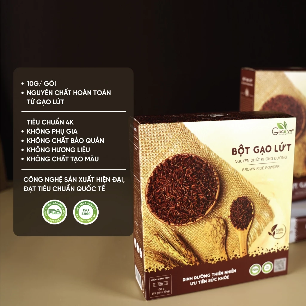 Hộp 150g Bột gạo lứt nguyên chất Goce (15 gói x 10g)
