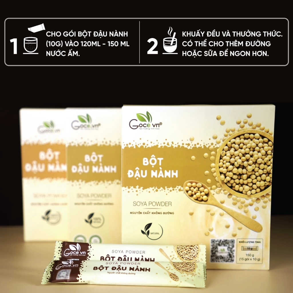 Hộp 150g Bột đậu nành nguyên chất Goce (15 gói x 10g)