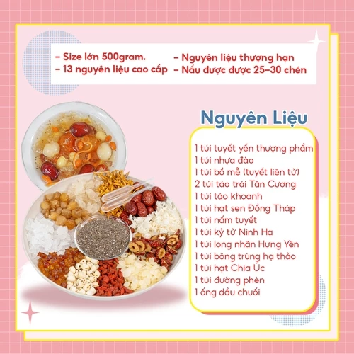 Set nguyên liệu nấu chè dưỡng nhan 25 30 chén Onici