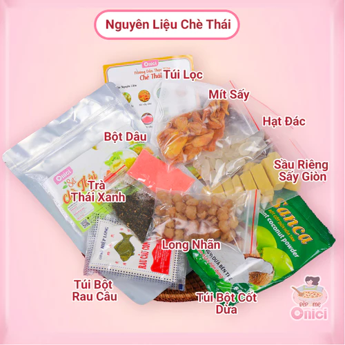 Set chè thái 7 loại topping ONICI nguyên liệu nấu 10 - 12 ly