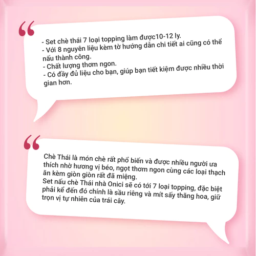 Set chè thái 7 loại topping ONICI nguyên liệu nấu 10 - 12 ly