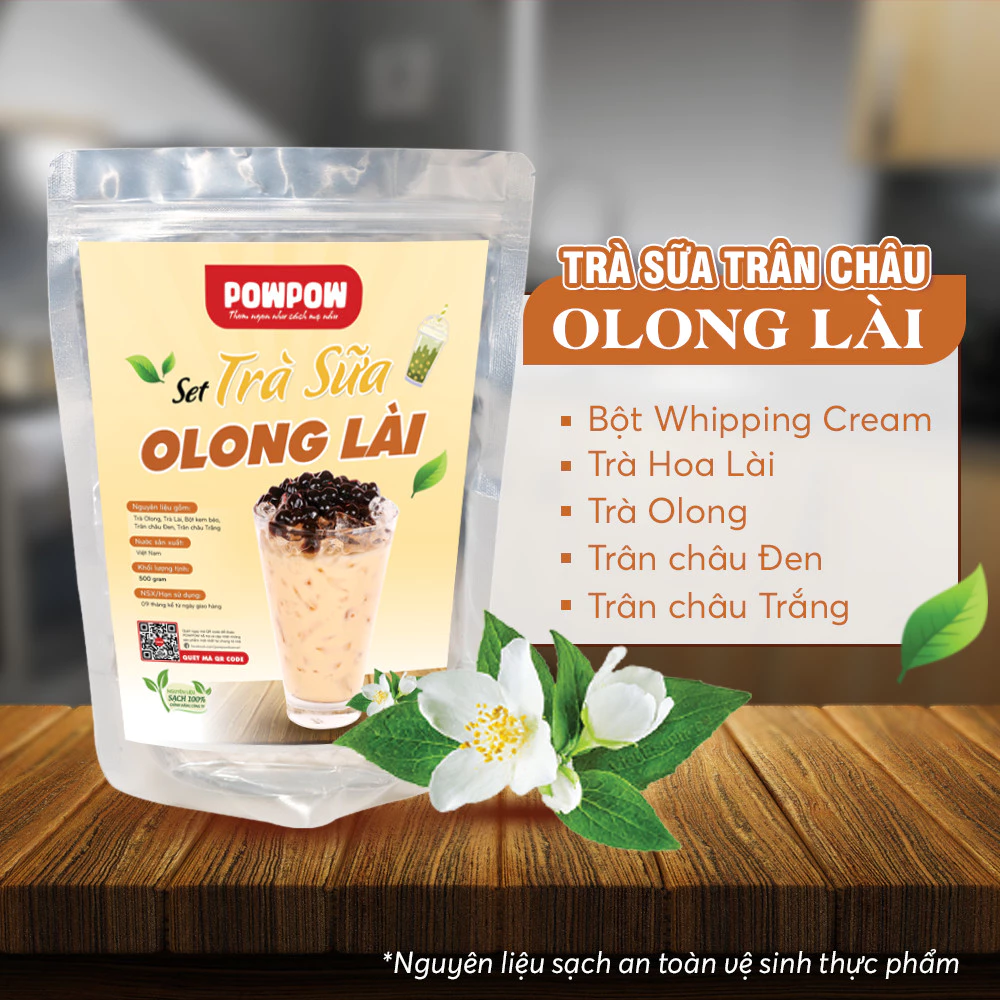 Set nguyên liệu trà sữa trân châu Olong Lài POWPOW nấu được 15-20 ly