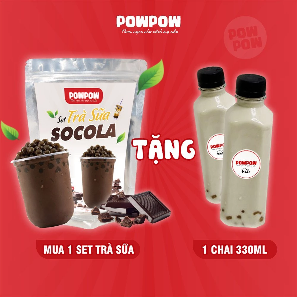Set nguyên liệu pha trà sữa trân châu SOCOLA tự nấu POWPOW - nấu được 15 - 20 ly