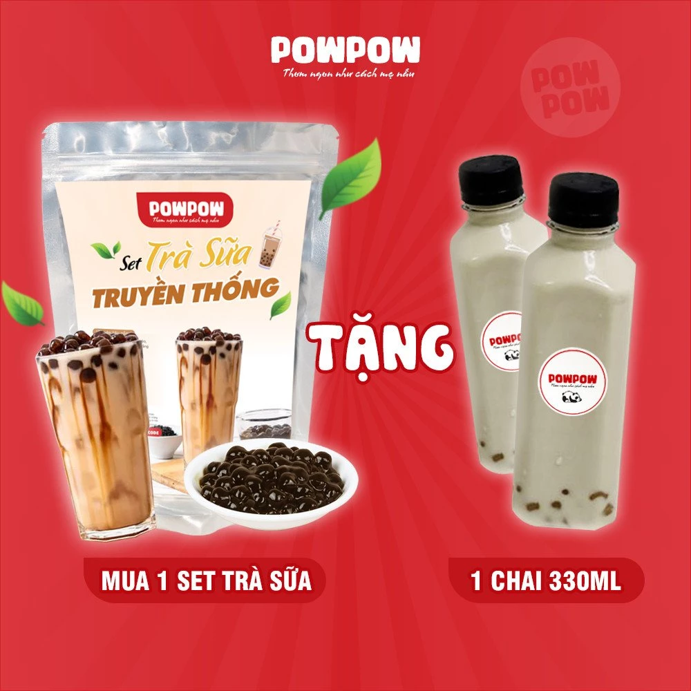 Set nguyên liệu pha trà sữa trân châu vị truyền thống tự nấu POWPOW nấu được 15 - 20 ly