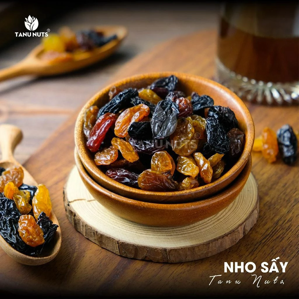Nho khô Raisins 3 màu TANU NUTS không đường Chile sấy chua ngọt