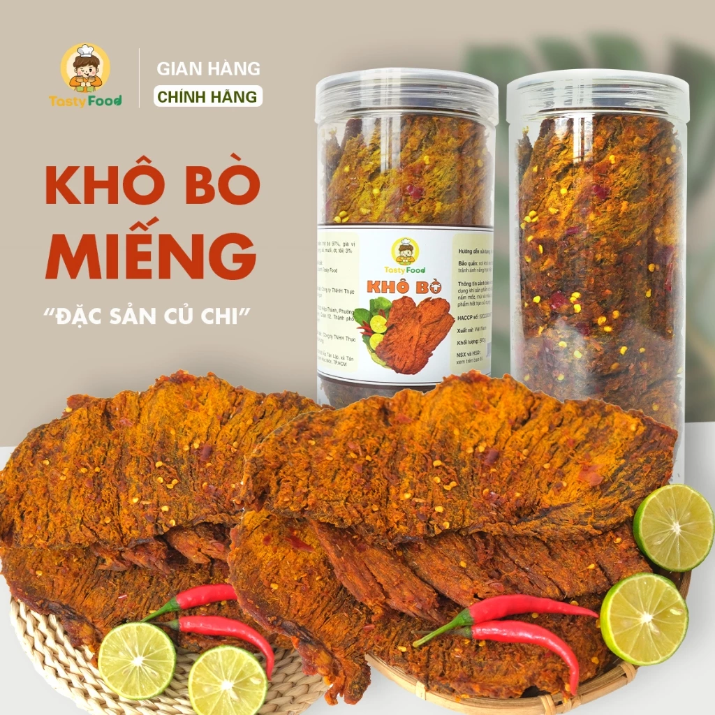 Khô Bò Miếng Mềm Tasty Food Hũ 300G