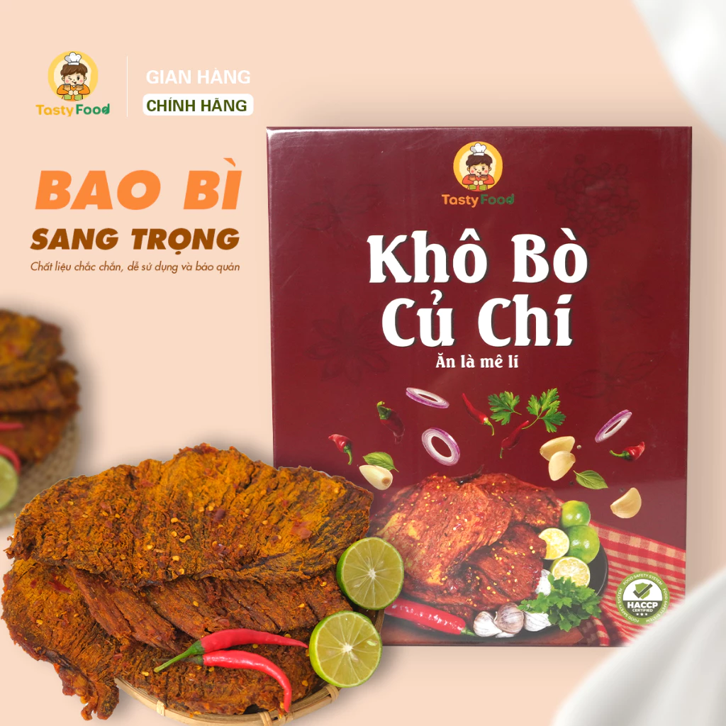 Khô Bò Củ Chi Tasty Food - Hộp Giấy 500g