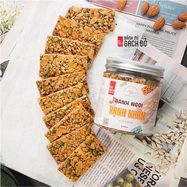 Bánh Ngói Hạnh Nhân Gạch Đỏ 250g, Không Tinh Bột, 100% Từ hạt, Chuẩn Keto
