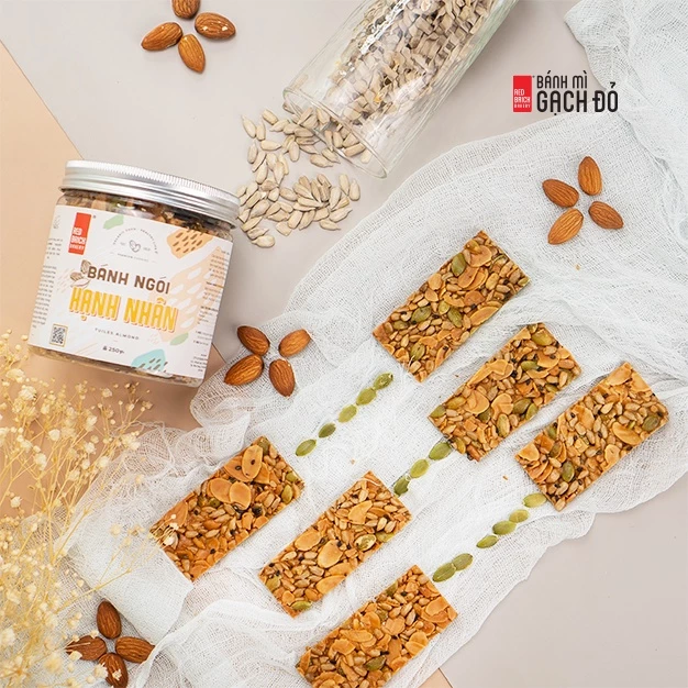 Bánh Ngói Hạnh Nhân Gạch Đỏ 250g, Không Tinh Bột, 100% Từ hạt, Chuẩn Keto