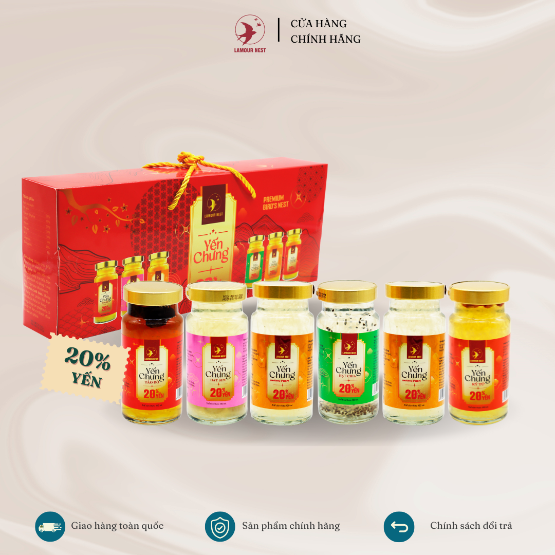 Hộp 6 Hũ Yến Chưng Ngũ Vị Lamour Nest (150ml/hũ)