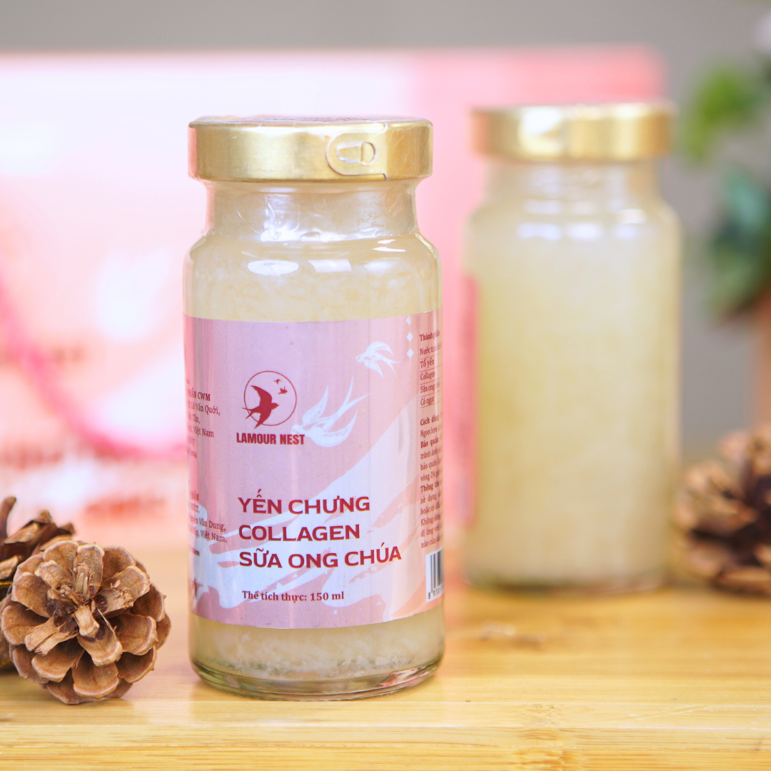 Combo 3 Hộp + Tặng Thêm 2 Hũ Yến Chưng Collagen Sữa Ong Chúa Lamour Nest (150ml x 6 hũ/hộp)