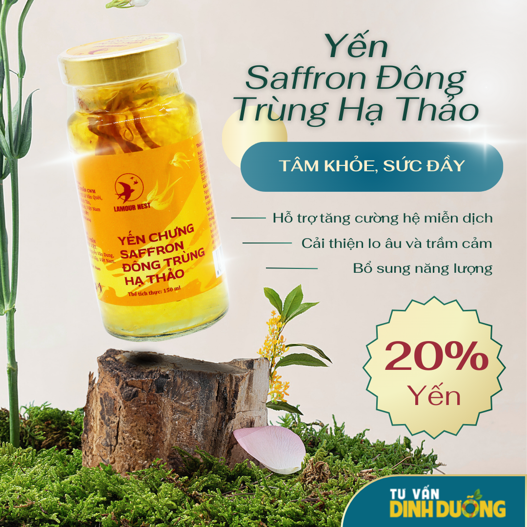 Combo 3 Hộp + Tặng Thêm 2 Hũ Yến Chưng Saffron Đông Trùng Hạ Thảo Lamour Nest (150ml x 6 hũ/hộp)