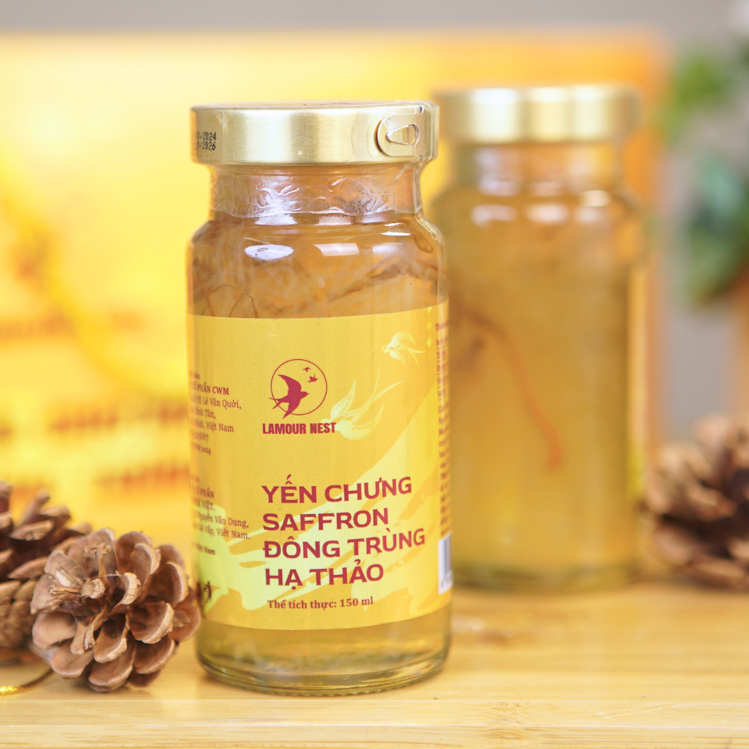 Combo 3 Hộp + Tặng Thêm 2 Hũ Yến Chưng Saffron Đông Trùng Hạ Thảo Lamour Nest (150ml x 6 hũ/hộp)