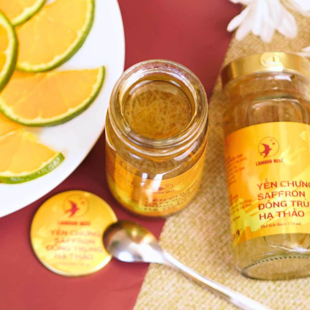 Combo 3 Hộp + Tặng Thêm 2 Hũ Yến Chưng Saffron Đông Trùng Hạ Thảo Lamour Nest (150ml x 6 hũ/hộp)