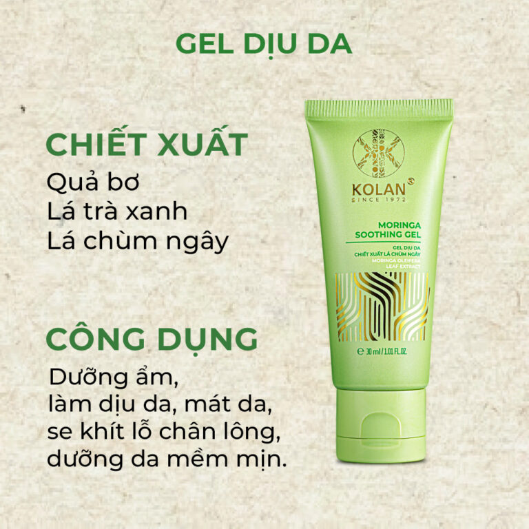 Combo Kem Tẩy Lông KOLAN 70ml - Gel Dịu Da Chiết Xuất Lá Chùm Ngây 30ml