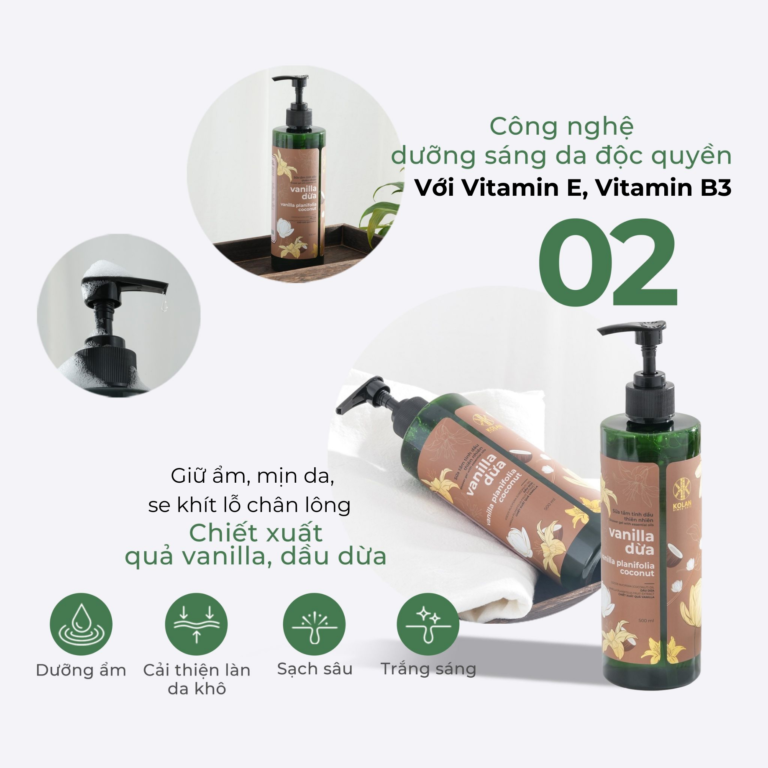 Sữa Tắm Thiên Nhiên Vanilla Dừa Body Shower Gel KOLAN 500ml