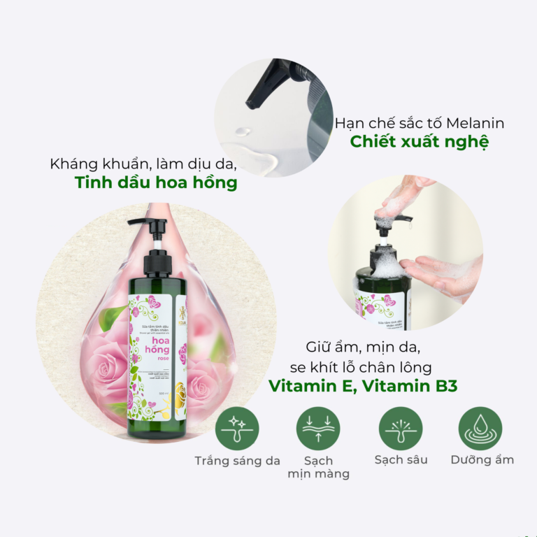 Sữa Tắm Thiên Nhiên Hoa Hồng Body Shower Gel KOLAN 500ml